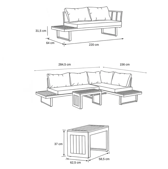 Juego de jardin esquinero Paris en Beige - Muebles para el exterior, Uruguay | La Cueva Muebles, vista 2