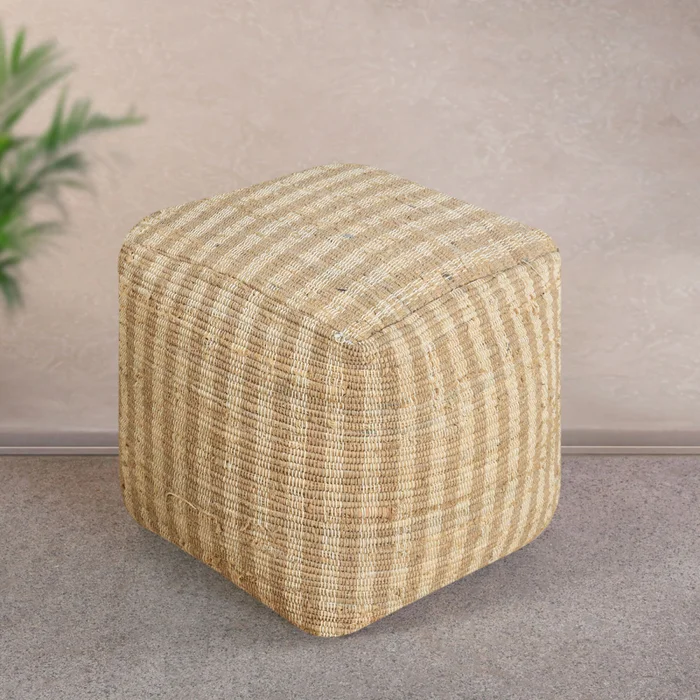 Pouf Kameel Natural/beige Algodón Denim en Beige - Textiles, Uruguay | Divino