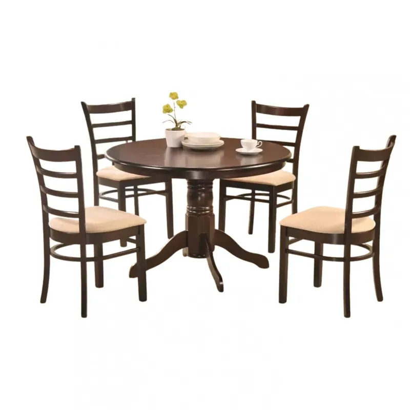 Juego De Comedor Mesa Redonda + 4 Sillas Iris - Oscuro en Marrón - Mesas de comedor, Uruguay | Rústico Hogar