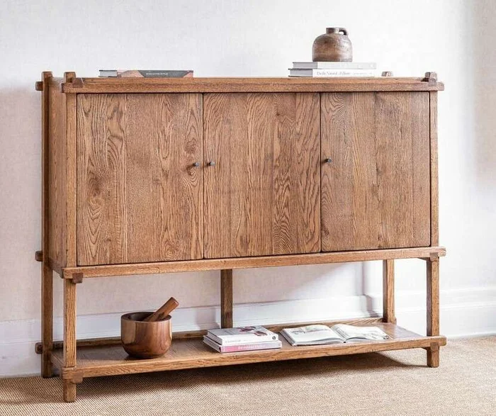 APARADOR GALERIE - ROBLE MACIZO RECICLADO en Madera natural - Bibliotecas, Uruguay | La Iberica