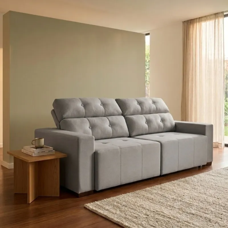Sofá San Bernardo Retráctil / Reclinable, espuma D33 - 1.80 de largo, cuerpo entero — Urumobil en Gris - Sillones y sofás, Uruguay | Urumobil