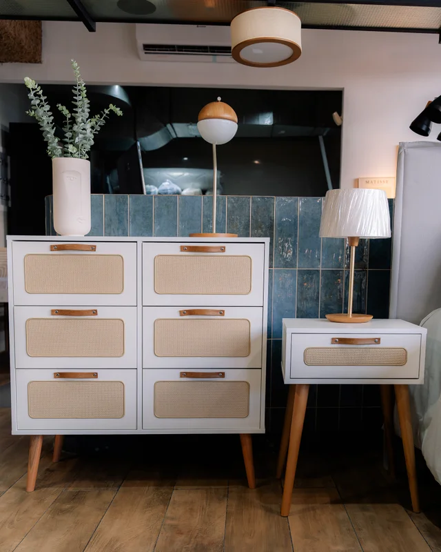 Cómoda Personal Praga 6 Cajones - Blanco en Madera natural - Cómodas, Uruguay | Berna home, vista 3