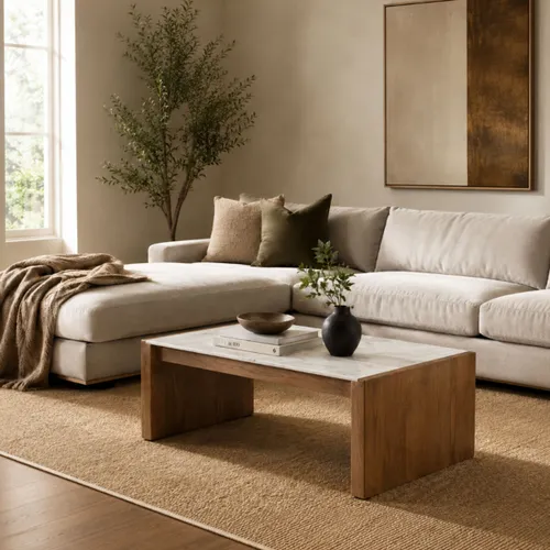 MESA DE CENTRO SQUARE Acacia en Madera natural - Mesas de comedor, Uruguay | Viasono