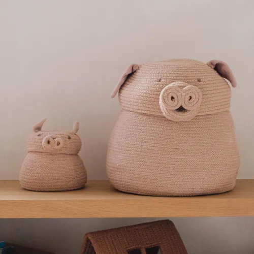 Canastos Animal Crew - Mini Peggy the Pig en Beige - Canastos, Uruguay | Walnut
