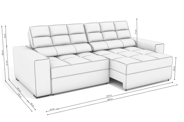 SOFA DELUXE 2.70CM RETRACTIL RECLINABLE 6 POSICIONES en BOUCLE GRIS A056 - Sillones y sofás, Uruguay | Balton, vista 5