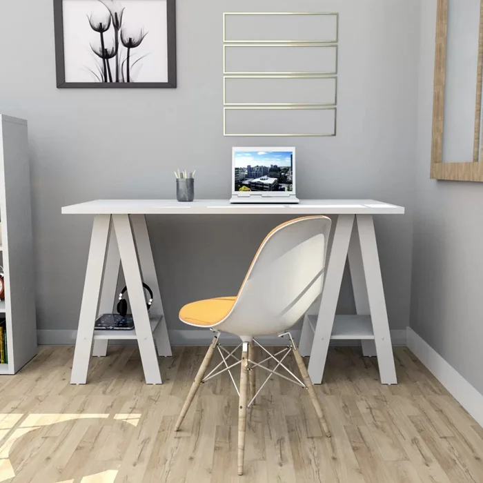 Escritorio con Caballetes - Pop Self Eco en Blanco - Escritorios y sillas de escritorio, Uruguay | Delta Center, vista 2
