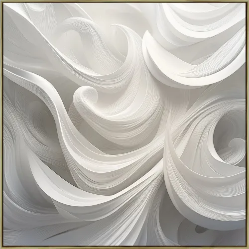 CUADRO CANVAS ABSTRACTO ONDAS BLANCAS MARCO MADERA en Blanco - Decoración de pared, Uruguay | Champagne Home