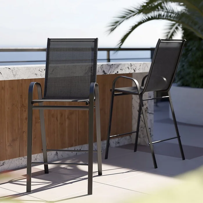 Banqueta textilina de Jardín - Negro en Negro - Muebles para el exterior, Uruguay | Rústico Hogar, vista 2