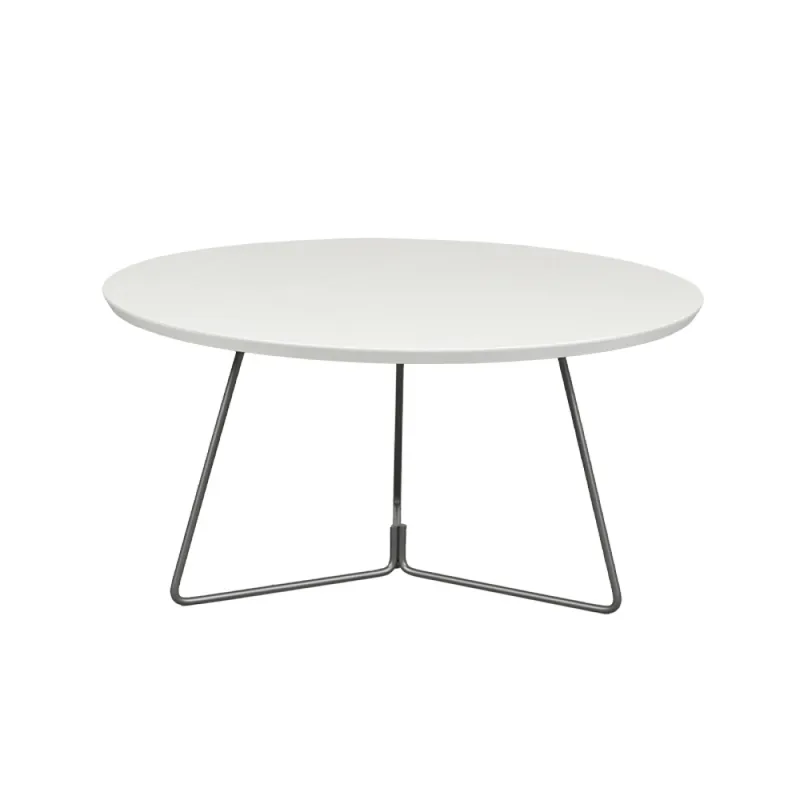 MESA CENTRO REDONDA - MADERA BLANCA - PATAS GRAFITO en Blanco - Mesas de living, Uruguay | Champagne Home