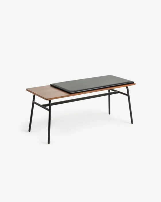 Banco Carabel de acero y chapado de nogal 100 cm en Negro - Butacas, banquetas y puffs, Uruguay | Kavehome