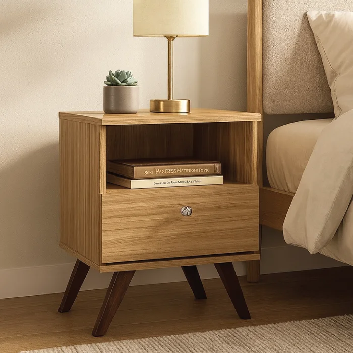 Mesa De Luz Linea Retro Living Dormitorio 1 Cajon Miel - Mesas de luz, Uruguay | Muebles Express, vista 2