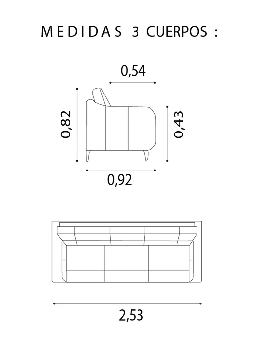 Sofa Riley 3C 2.53mt (100% Cuero) en Marrón Saddle - Sillones y sofás, Uruguay | Casa Brava, vista 3