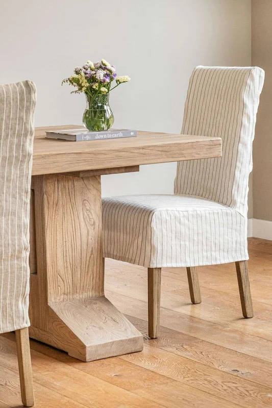 FUNDA SILLA AÑO 50 - LINO ALTO GRAMAJE RAYADO OFF WHITE en Blanco - Sillas, Uruguay | La Iberica, vista 9