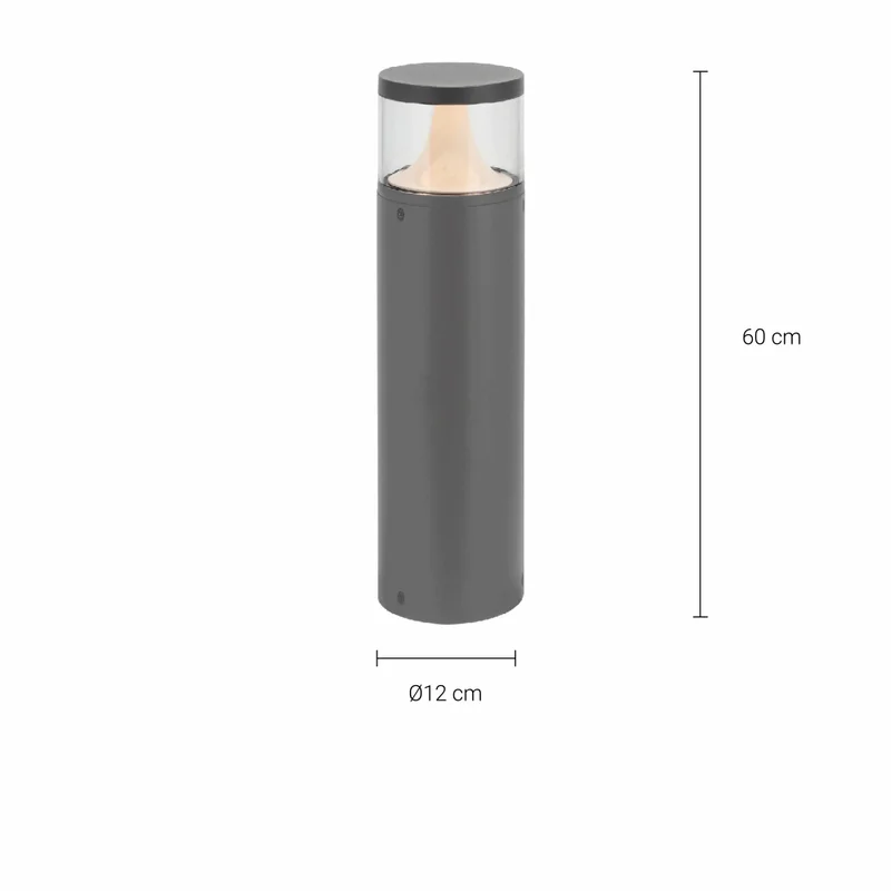Luminaria Bolardo Exterior 9W Kane 60cm Gris Grafito en Gris - Lámparas de pie, Uruguay | Serlux, vista 3