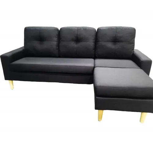 Sofá Negro 3 cuerpos con Chaise JN-2037 - Sillones y sofás, Uruguay | Que Sal Muebleria
