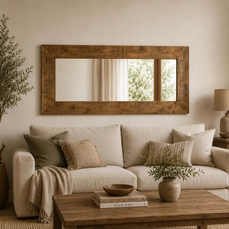 Espejo Linea Rimini en Madera natural - Espejos, Uruguay | La Cueva Muebles