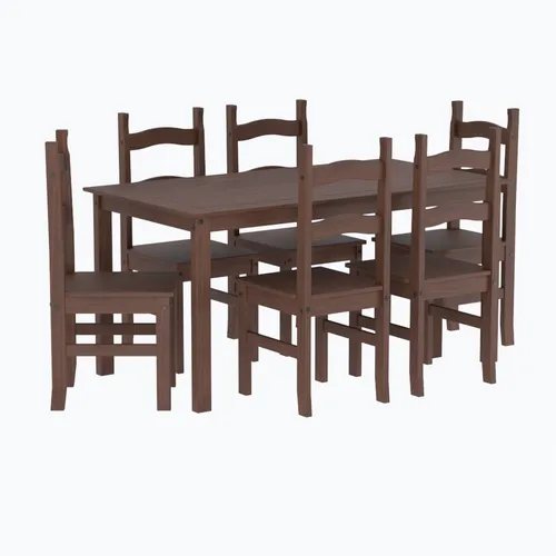 Juego Comedor Mesa 6 Sillas Linea Mexicana Madera en Marrón - Escritorios y sillas de escritorio, Uruguay | Soy Hogar