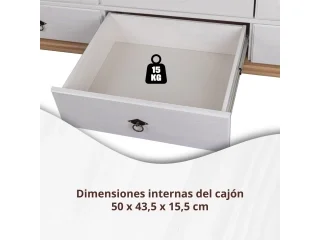 Ropero 3P,3C con espejo en madera maciza en Acabado: Pintura UV Washed White (Blanco lavado) - Escritorios, Uruguay | Quesal, vista 5