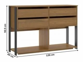 Comoda Aparador 4 Cajones Carvalho Cinza en Madera natural - Comedor, Uruguay | Que Sal Muebleria, vista 3