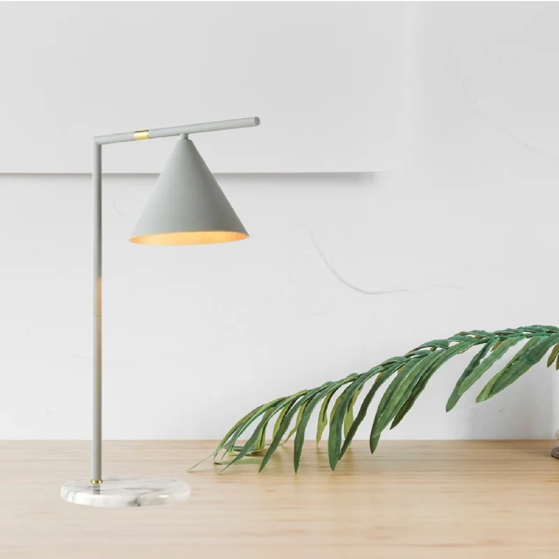 Lámpara de Mesa Stella Base de Mármol Blanca en Amarillo - Lámparas de mesa, Uruguay | Serlux, vista 5