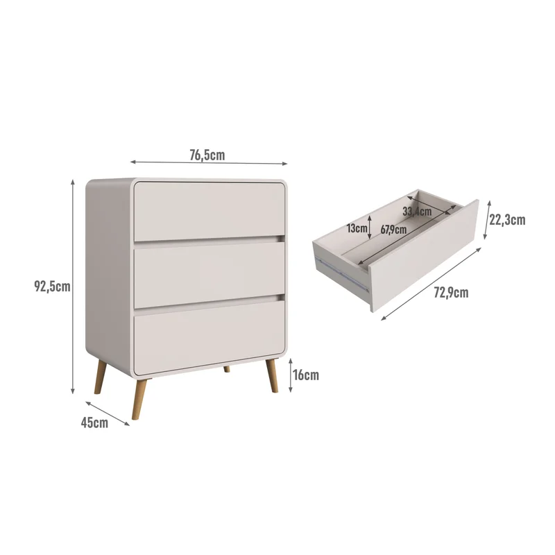 Cajonera Alba – 3 cajones | Beige - Aparadores y recibidores, Uruguay | RM Muebles y Deco, vista 3
