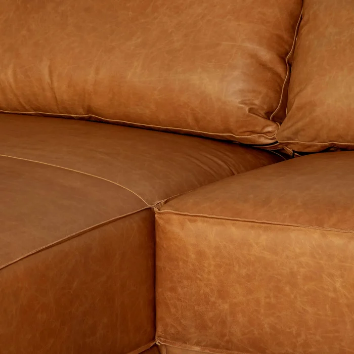 Sillón C/chaise Izquierdo 3 Cuerpos Cuero-100-natural Marron Romeo Tp3 La Paz Camel en Beige - Sillones y sofás, Uruguay | Divino, vista 6