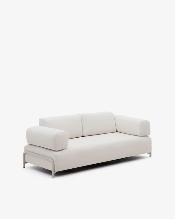 Sofá Compo 3 plazas de chenilla beige y estructura de metal gris 232 cm en Beige - Sillones y sofás, Uruguay | Kavehome