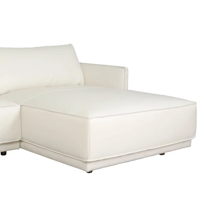 Sillón C/chaise Cuero-100-natural Blanco Romeo Tp2 Grano en Blanco - Sillones y sofás, Uruguay | Divino, vista 3