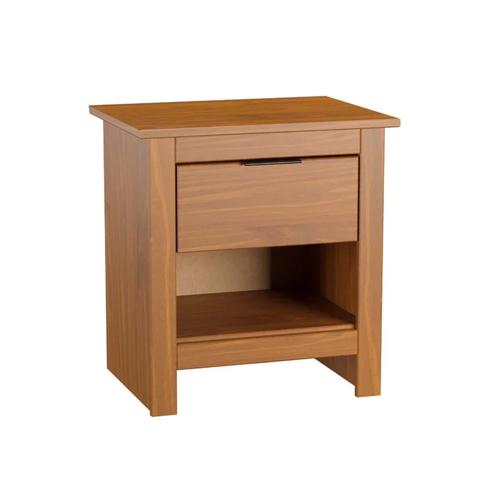 Mesa De Luz 1 Cajon Tirador Metalico Madera Maciza Cera en CAFE ENCERADOR BRILLANTE - Mesas de luz, Uruguay | Muebles Express