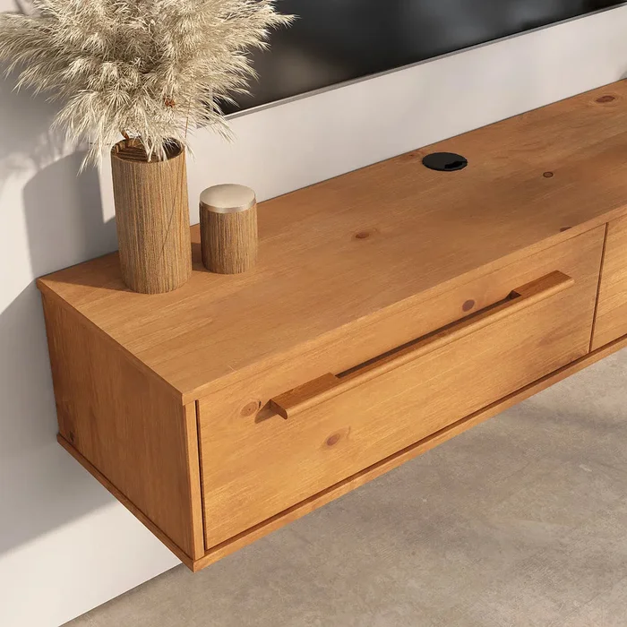 Rack TV 145cm Suspendido/Flotante Trega - Madera Maciza en Madera natural - Muebles para TV, Uruguay | Balton, vista 5