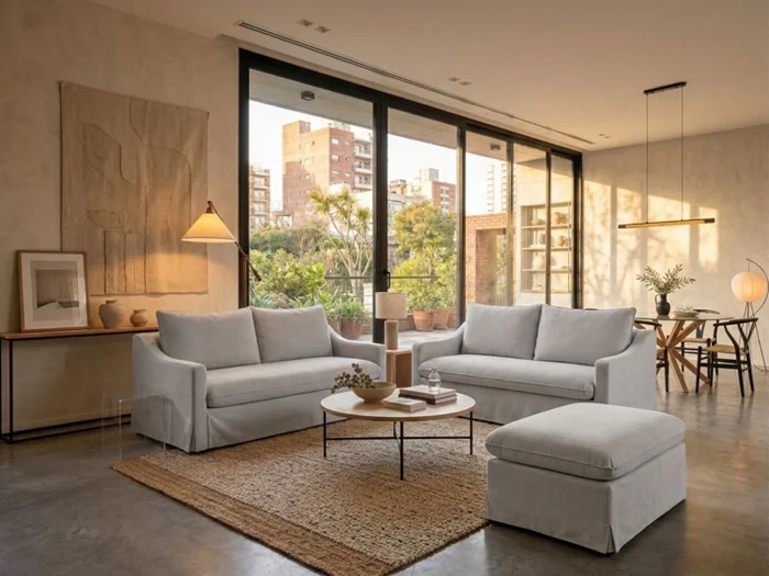 Sofá 2 cps CAIRO Desenfundable - Gris en Beige - Sillones y sofás, Uruguay | Finkel, vista 3