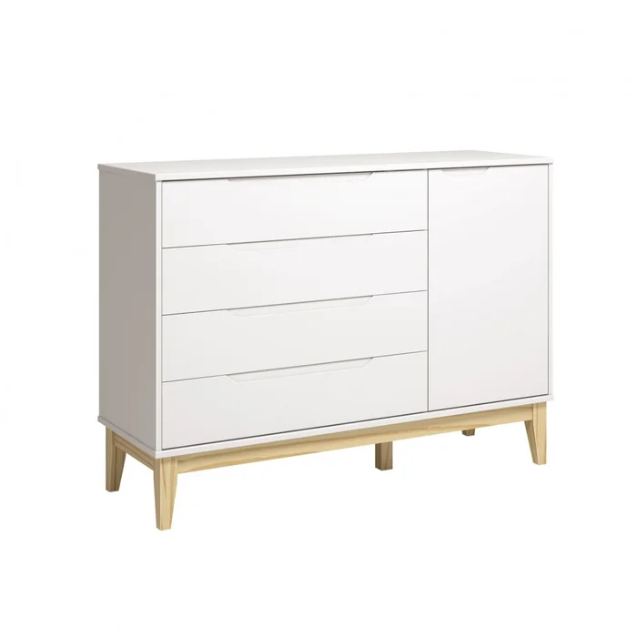 Cómoda 4 Cajones 1 Puerta Infantil - Elfe - Blanco en Blanco, Uruguay | Rústico Hogar