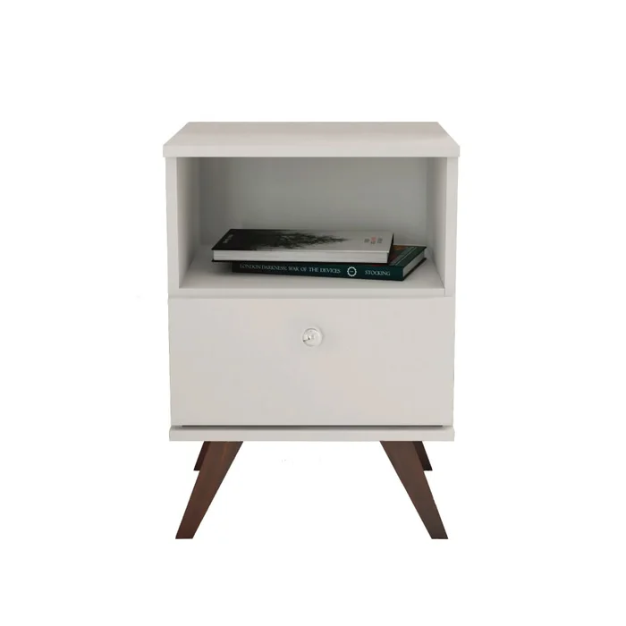 Mesa De Luz Linea Retro Living Dormitorio 1 Cajon Bl Rt3019 en Blanco - Mesas de luz, Uruguay | Soy Hogar