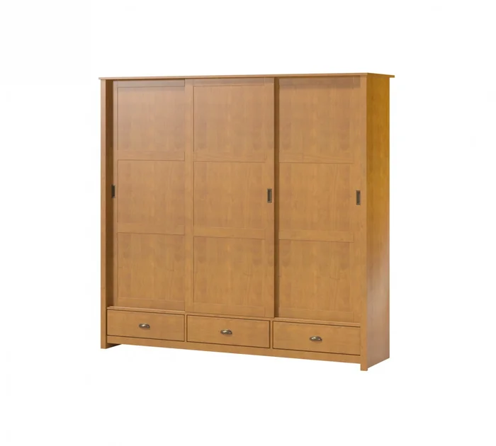 Ropero 3 puertas corredizas 3 cajones - Madera maciza - Marron en Marrón - Roperos y placares, Uruguay | Rústico Hogar, vista 2