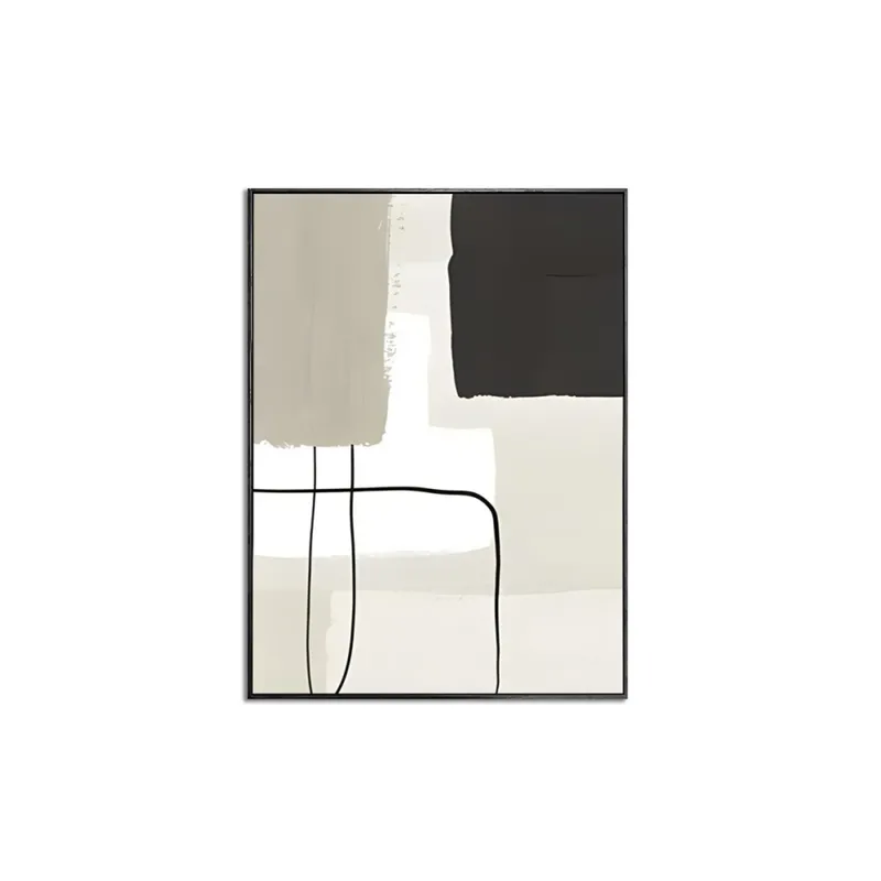 CUADRO CANVAS 30x40 MARCO ABSTRACTO BEIGE NEGRO 1 en Multicolor - Decoración de pared, Uruguay | Koz
