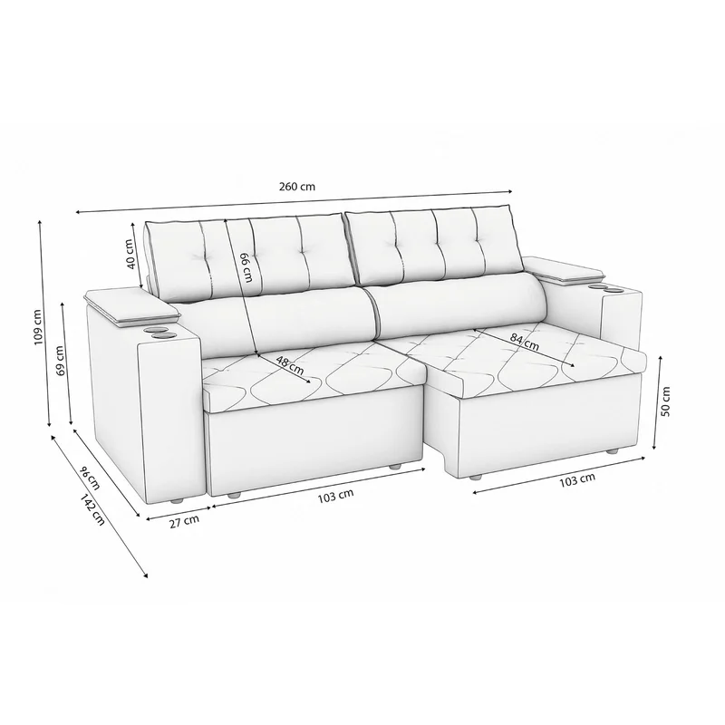 Sofa Otto 260CM - Retractil/Reclinable en Beige - Sillones y sofás, Uruguay | Balton, vista 24