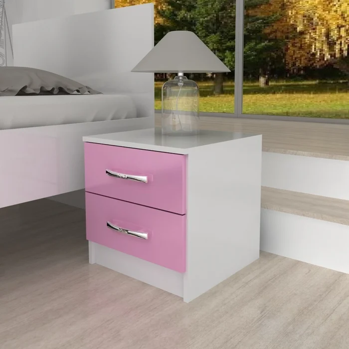 Mesa De Luz Infantil De 2 Cajones Para Dormitorio If02r en Rosa - Dormitorio, Uruguay | Soy Hogar, vista 2