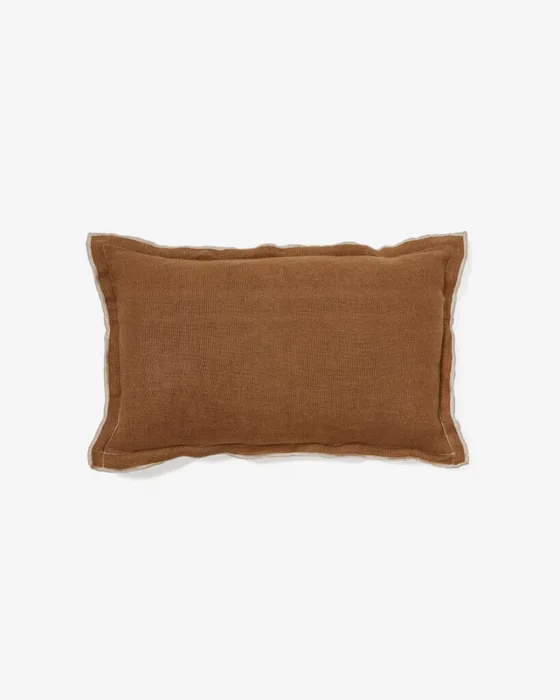 Almohadón Sagi de lino - de lino beige y marrón 30 x 50 cm en Marrón - Textiles, Uruguay | Kavehome