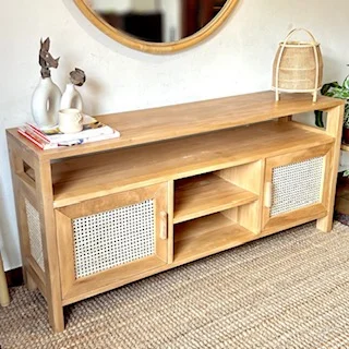Rack para TV con fibras naturales en Madera natural - Muebles, Uruguay | Decoramuss, vista 5