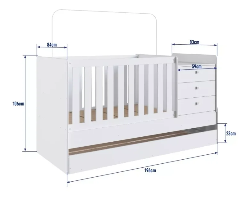 Cuna Roma – Transformable con Marinera en Blanco - Dormitorio, Uruguay | RM Muebles y Deco, vista 4