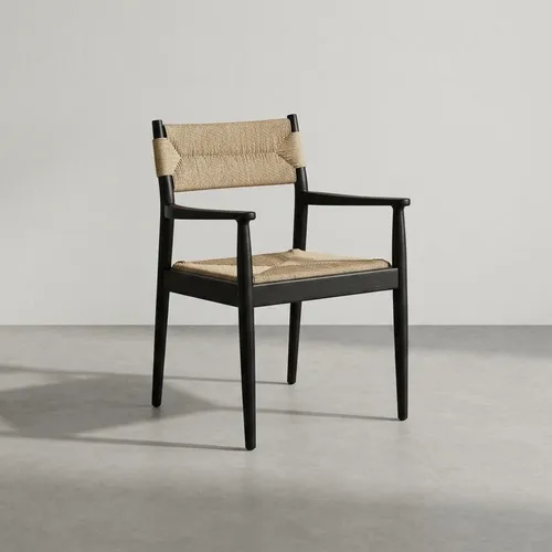 Silla en madera teca negra y fibra con posabrazos - Sillas, Uruguay | Entrecasa