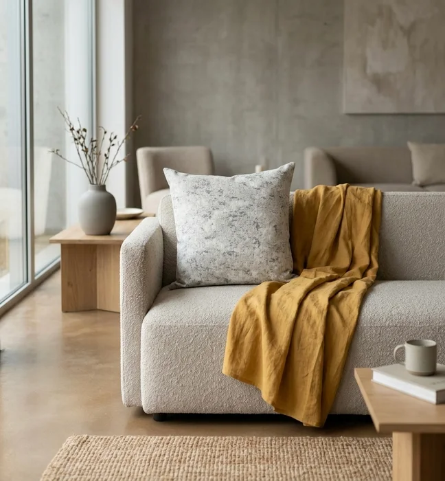 Almohadón Tela Tapicería Premium Jaspeado Gris en Gris - Textiles, Uruguay | Indrana