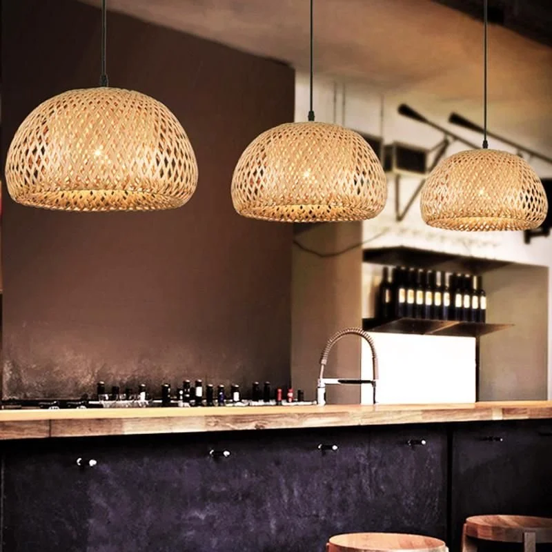 Lámpara Colgante Fibra Natural Bambú Diámetro 45cm en Madera natural - Lámparas colgantes, Uruguay | Berna Home, vista 7