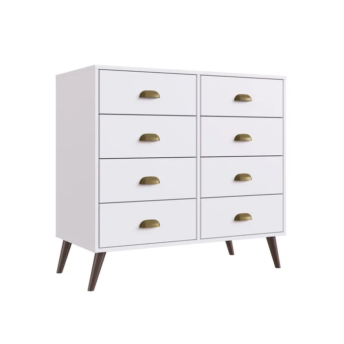 Comodas Cajoneras 8 Cajones Living Dormitorio Compacta en Blanco - Cómodas, Uruguay | Lais Muebles
