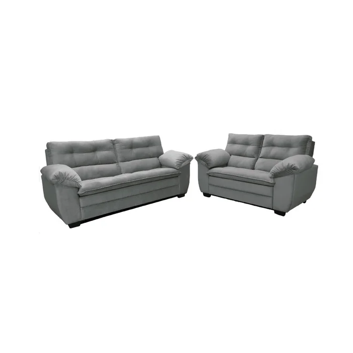 Sillones Juego De Living Premium 3 Y 2 Cuerpos Comedor Tela en Gris - Muebles, Uruguay | Soy Hogar