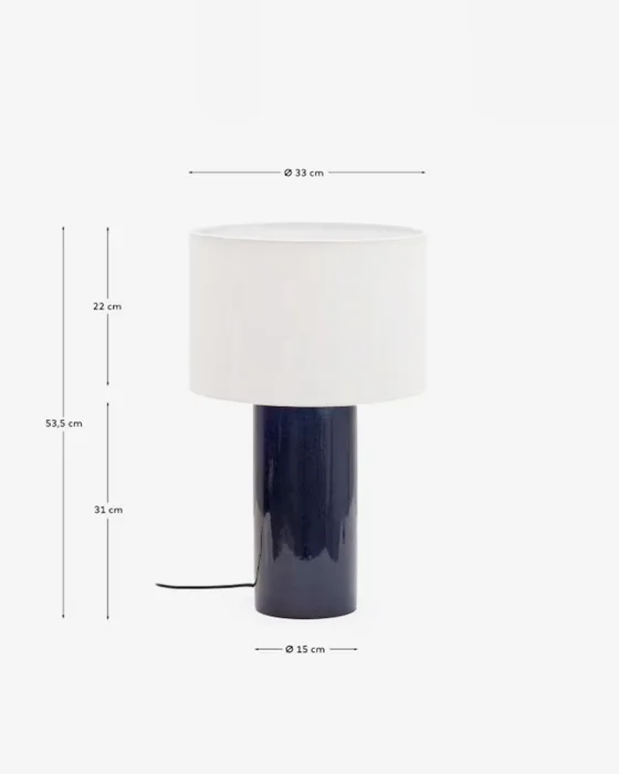 Lámpara de mesa Toneric de cerámica con acabado - azul y algodón en Azul - Lámparas de mesa, Uruguay | Kavehome, vista 7