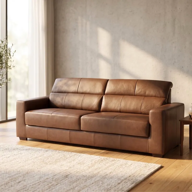 Sillón 100% Cuero - 3 Cuerpos - Sublime - Arena en Blanco - Sillones y sofás, Uruguay | Rústico Hogar