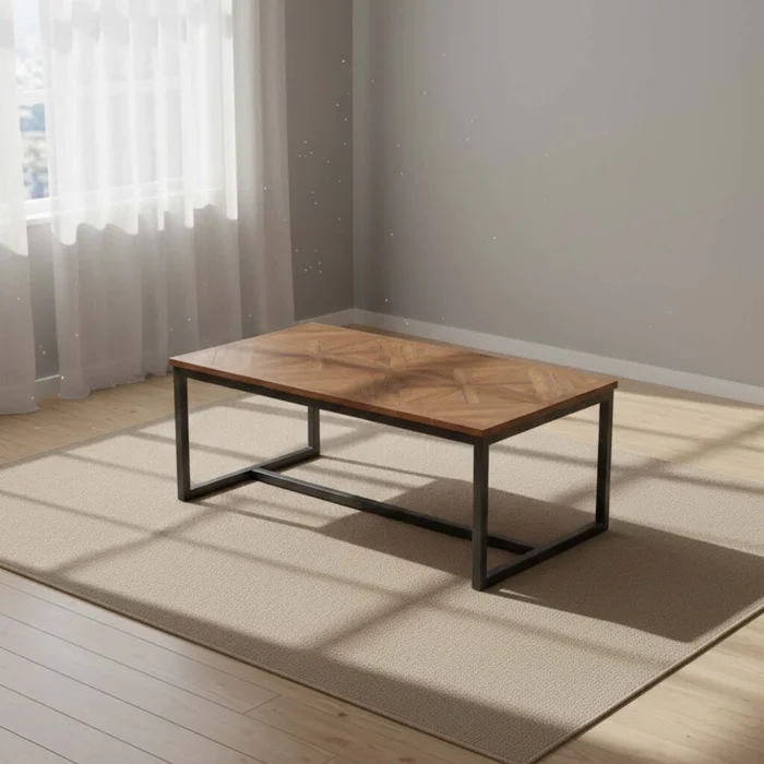 Mesa De Comedor Madera-y-metal Natural-beige Dominique en Madera natural - Mesas de comedor, Uruguay | Divino