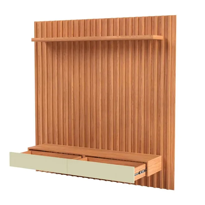 Panel TV con Listones Lara 180CM - 100% MDF en Madera natural - Muebles para TV, Uruguay | Balton, vista 7