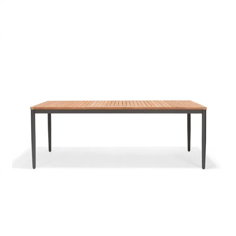 Mesa Aluminio y Teca - Topacio 201x90cm en Marrón, Negro - Muebles para el exterior, Uruguay | Rústico Hogar